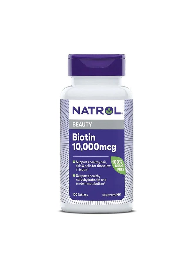 Natrol Biotin 10000 Mcg Maximum Strength 100 Tablets - Image 3